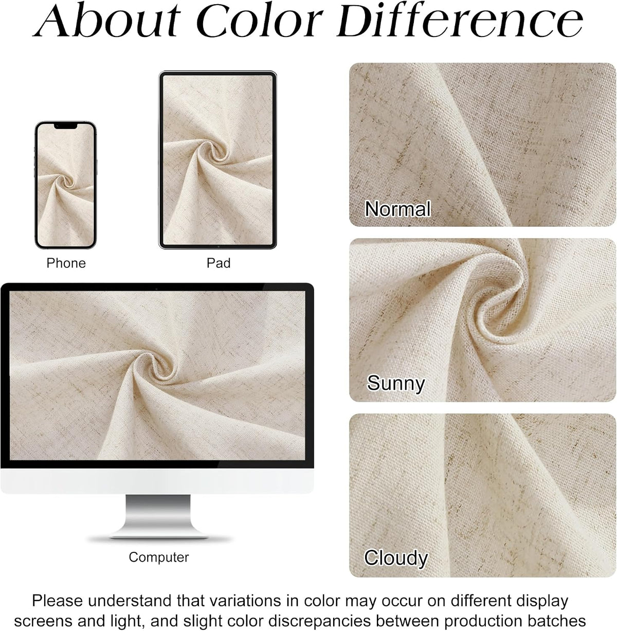 Linen Shower Curtain 72 Inch Long for Bathroom Beige 1 Panel - Colors A