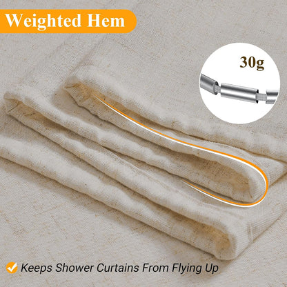 Linen Shower Curtain 72 Inch Long for Bathroom Beige 1 Panel - Colors A