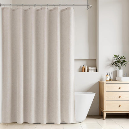 Linen Shower Curtain 72 Inch Long for Bathroom Beige 1 Panel - Colors A