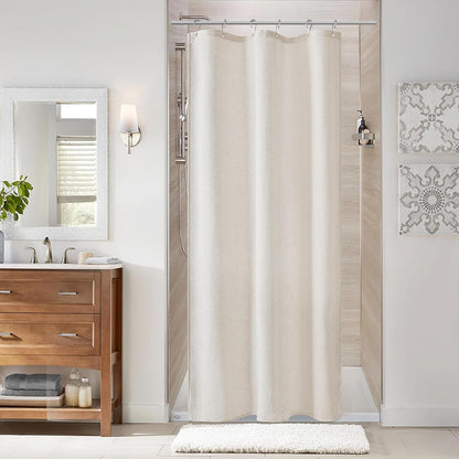Linen Shower Curtain 72 Inch Long for Bathroom Beige 1 Panel - Colors A