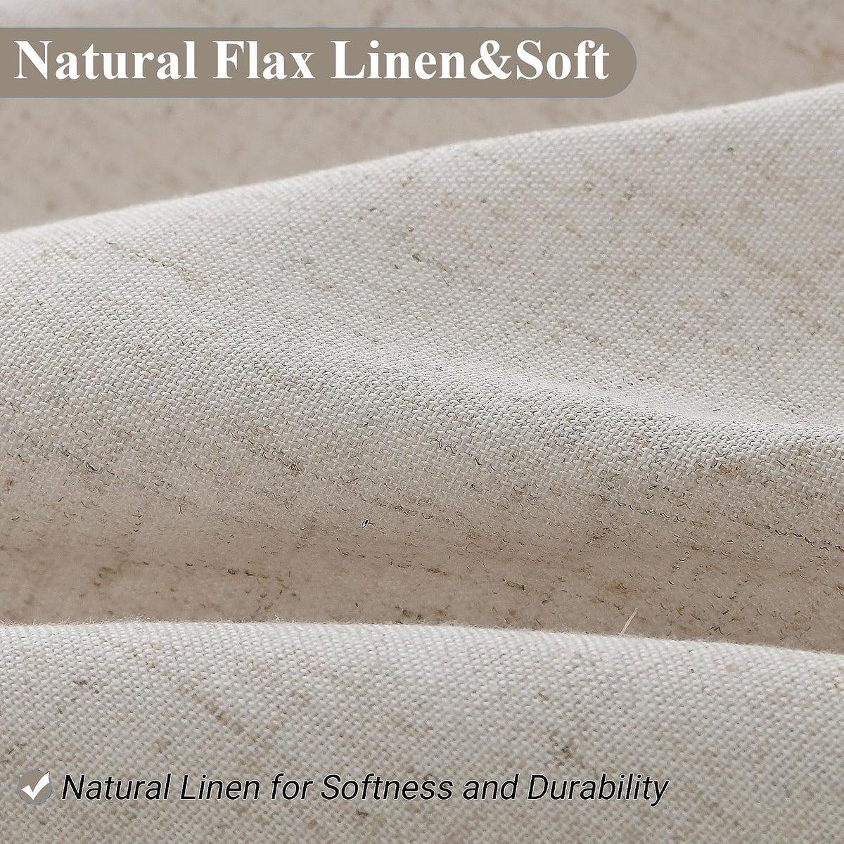 Linen Shower Curtain 72 Inch Long for Bathroom Beige 1 Panel - Colors A