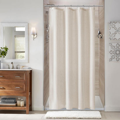 Linen Shower Curtain 72 Inch Long for Bathroom Beige 1 Panel - Colors A