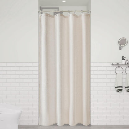 Linen Shower Curtain 72 Inch Long for Bathroom Beige 1 Panel - Colors A