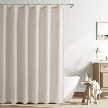 Linen Shower Curtain 72 Inch Long for Bathroom Beige 1 Panel - Colors A