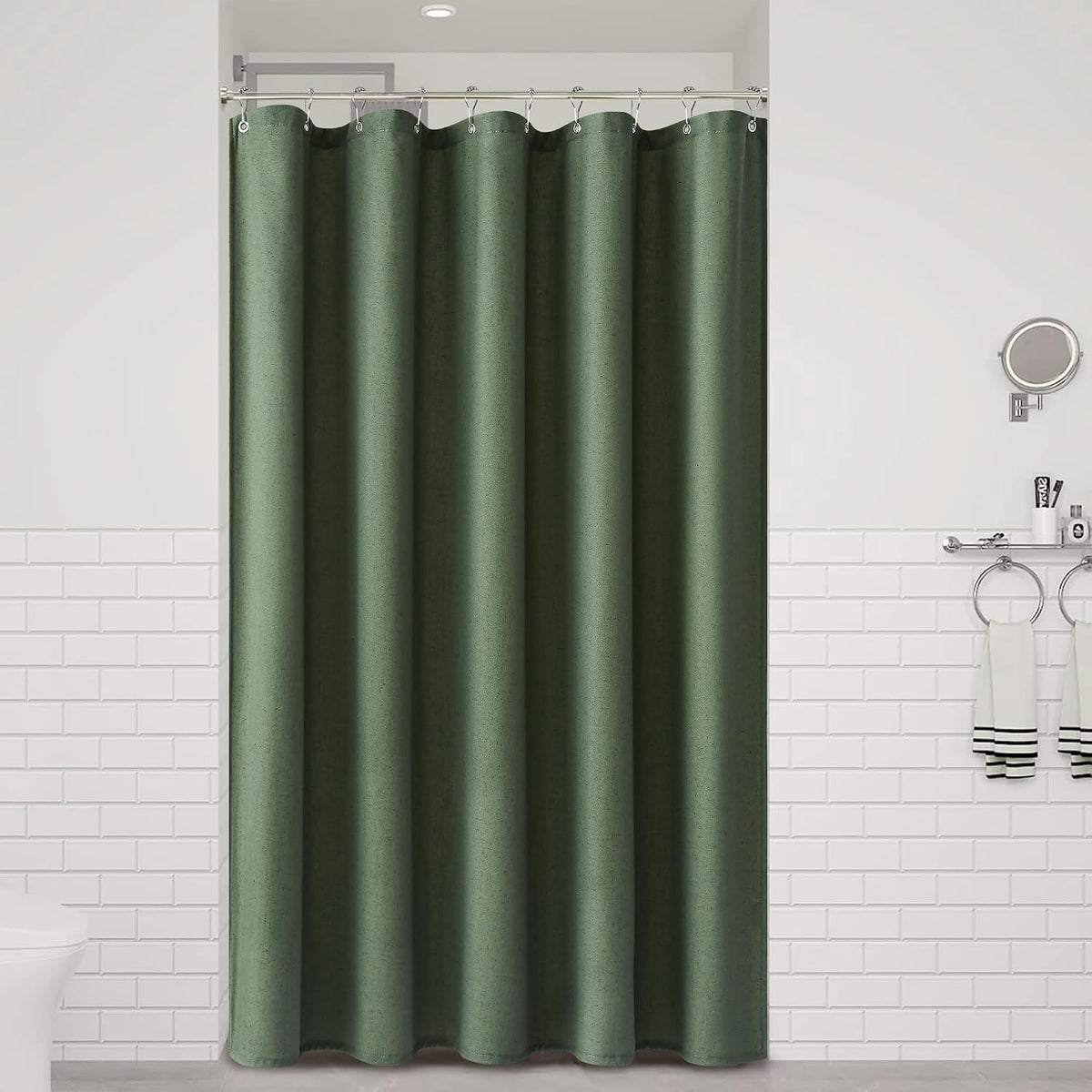 Linen Shower Curtain 72 Inch Long for Bathroom Beige 1 Panel - Colors A