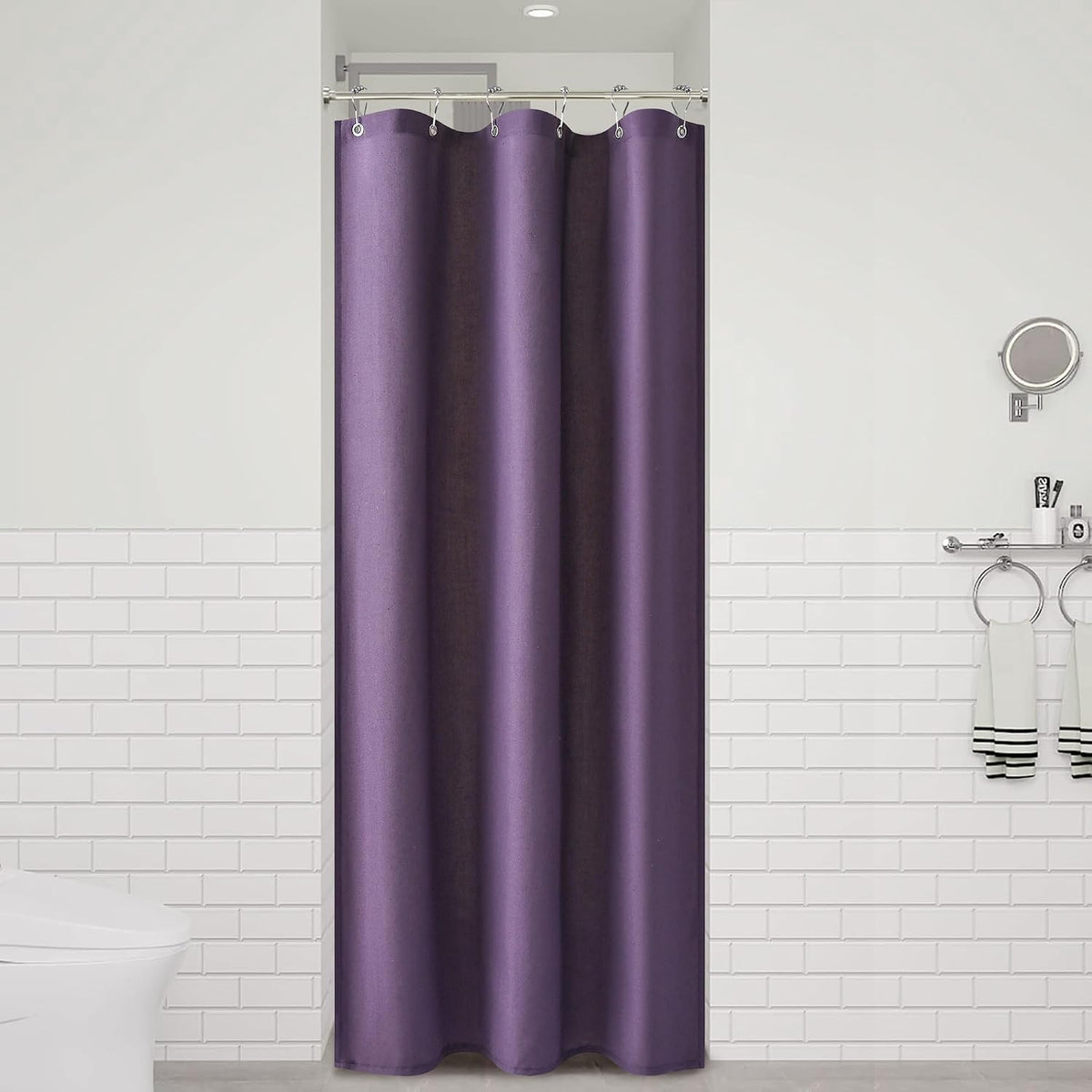Linen Shower Curtain 72 Inch Long for Bathroom Beige 1 Panel - Colors A