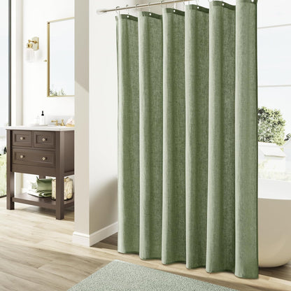 Linen Shower Curtain 72 Inch Long for Bathroom Beige 1 Panel - Colors A