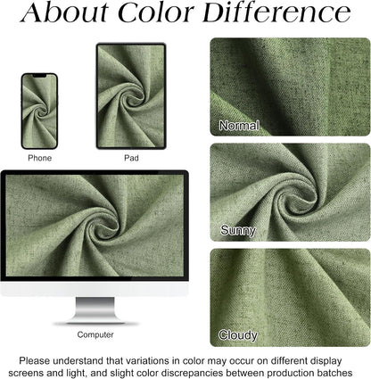Linen Shower Curtain 72 Inch Long for Bathroom Beige 1 Panel - Colors A