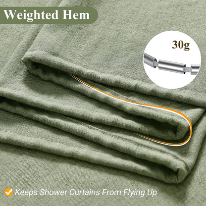 Linen Shower Curtain 72 Inch Long for Bathroom Beige 1 Panel - Colors A