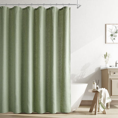 Linen Shower Curtain 72 Inch Long for Bathroom Beige 1 Panel - Colors A