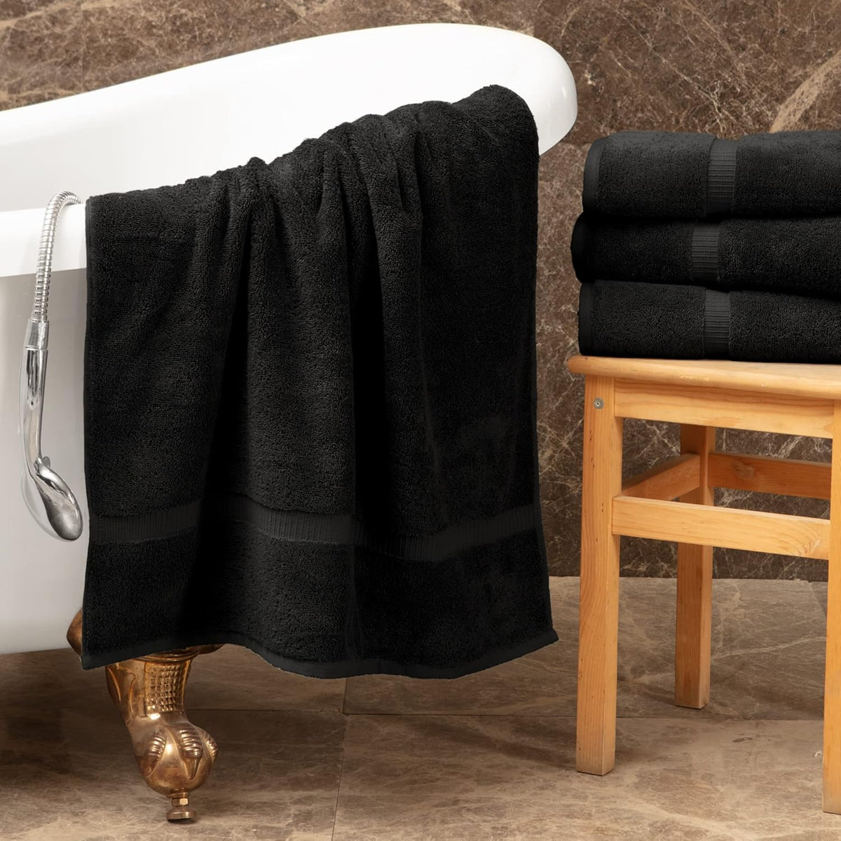 4-Piece Bath Towel Set, 100% Premium Cotton Turkish Towels, 27x54 Luxury Towel Super Soft and Absorbent, Perfect Use for Bathroom, Shower Towels - Dark Gray