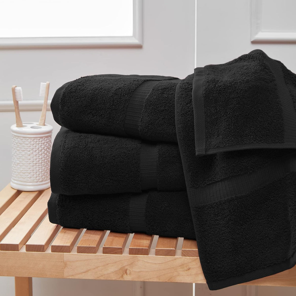 4-Piece Bath Towel Set, 100% Premium Cotton Turkish Towels, 27x54 Luxury Towel Super Soft and Absorbent, Perfect Use for Bathroom, Shower Towels - Dark Gray