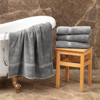 4-Piece Bath Towel Set, 100% Premium Cotton Turkish Towels, 27x54 Luxury Towel Super Soft and Absorbent, Perfect Use for Bathroom, Shower Towels - Dark Gray