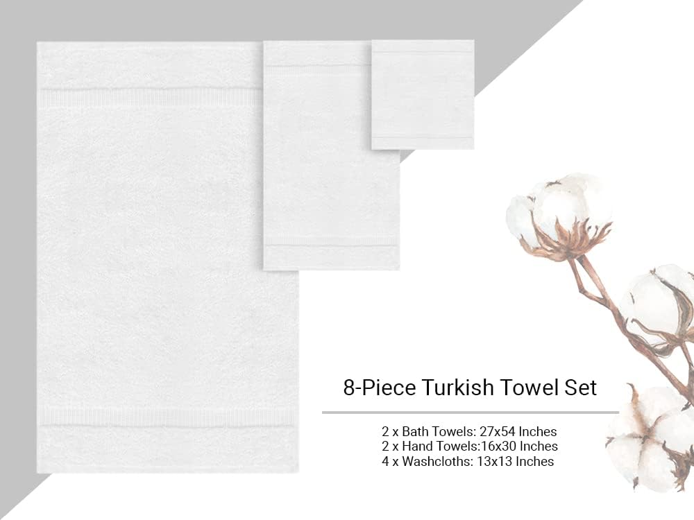 4-Piece Bath Towel Set, 100% Premium Cotton Turkish Towels, 27x54 Luxury Towel Super Soft and Absorbent, Perfect Use for Bathroom, Shower Towels - Dark Gray