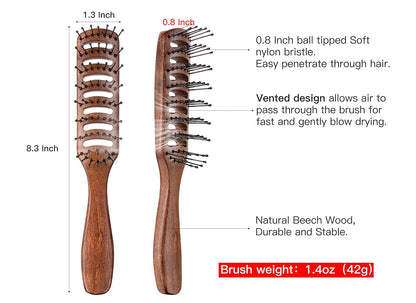 Vented Hair Brush for Blow Drying, Men's Vent Volumizing Hairbrush with Ball Tipped Bristles for Styling Dry, Wet, Short, Curly or Straight Hair