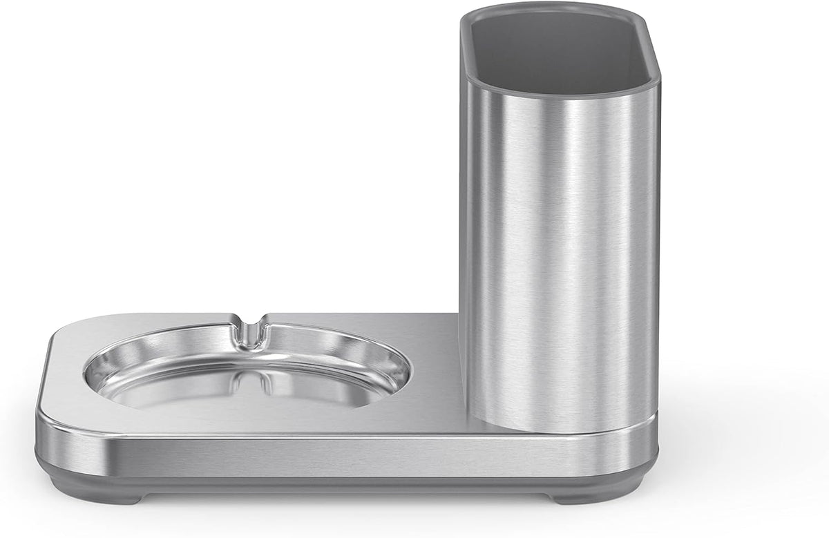 Liquid Sensor Pump with Caddy, 14 oz Automatic Soap Dispenser for Kitchen Sink, Motion Sensor, Variable Dispense, Battery Powered, Integrated Sponge Holder, Brushed Stainless Steel