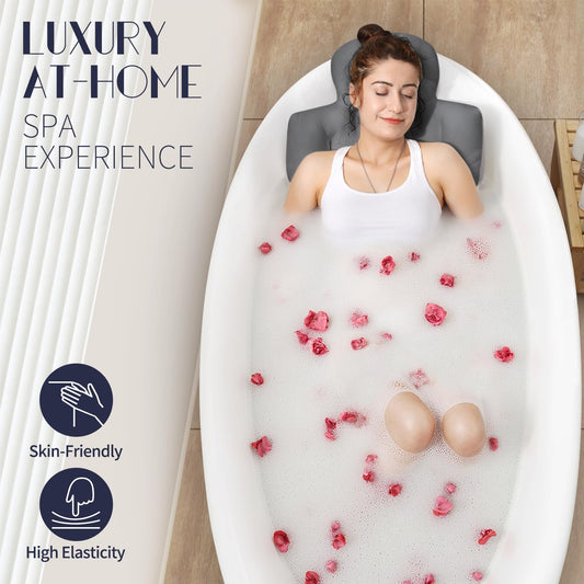 Full Body Bath Pillow for Bathtub, Thick Bathtub Cushion, Luxury Tub Pillow for Bath for Headrest Neck and Back Support Ocean Blue 51" x 16"