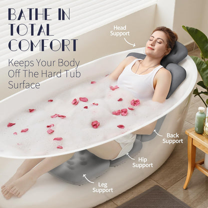 Full Body Bath Pillow for Bathtub, Thick Bathtub Cushion, Luxury Tub Pillow for Bath for Headrest Neck and Back Support Ocean Blue 51" x 16"