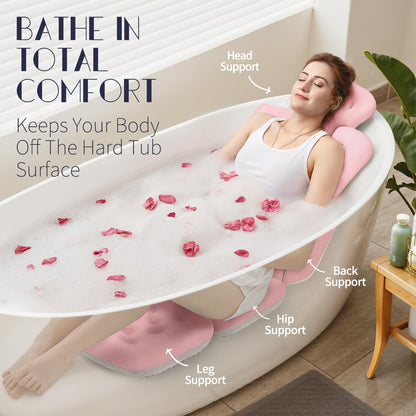 Full Body Bath Pillow for Bathtub, Thick Bathtub Cushion, Luxury Tub Pillow for Bath for Headrest Neck and Back Support Ocean Blue 51" x 16"