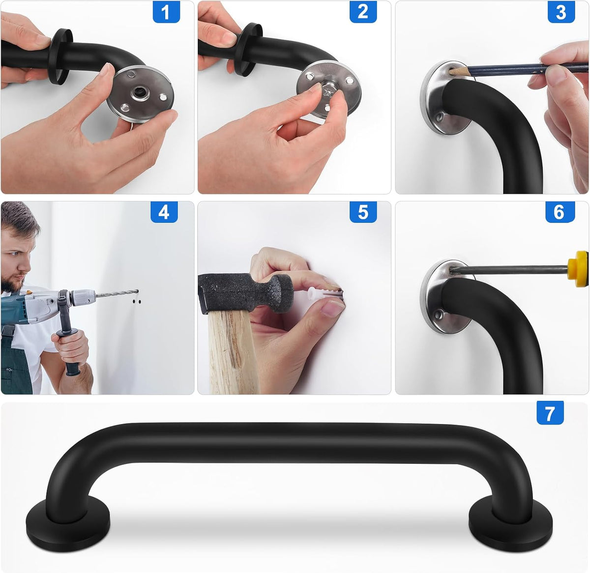Grab Bars for Shower 2 Pack, Stainless Steel Bathroom Grab Bar for Seniors | 12 In Bath Handle for Bathtubs and Showers, Handicap Shower Grab Bar for Elderly,Safety Bars for Shower Bench ,Waterproof
