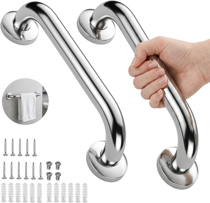 Grab Bars for Shower 2 Pack, Stainless Steel Bathroom Grab Bar for Seniors | 12 In Bath Handle for Bathtubs and Showers, Handicap Shower Grab Bar for Elderly,Safety Bars for Shower Bench ,Waterproof