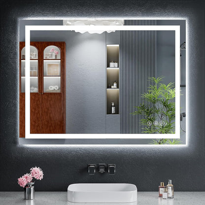 40"x30" LED Bathroom Mirror with Lights, Backlit+Frontlit, Anti-Fog - Colors A
