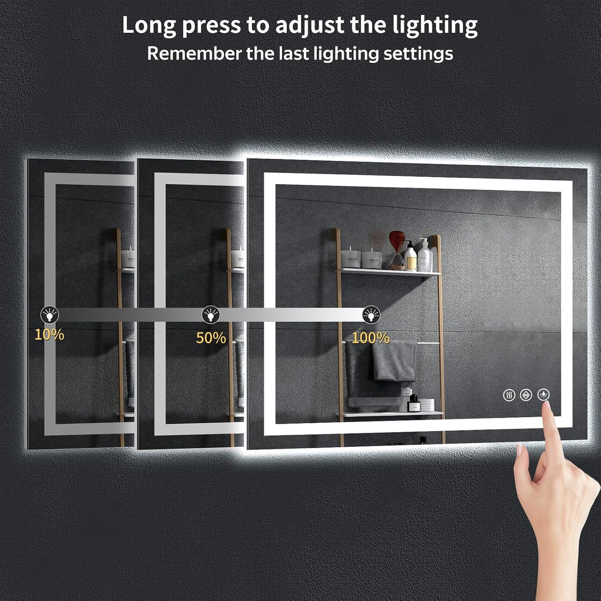 40"x30" LED Bathroom Mirror with Lights, Backlit+Frontlit, Anti-Fog - Colors A