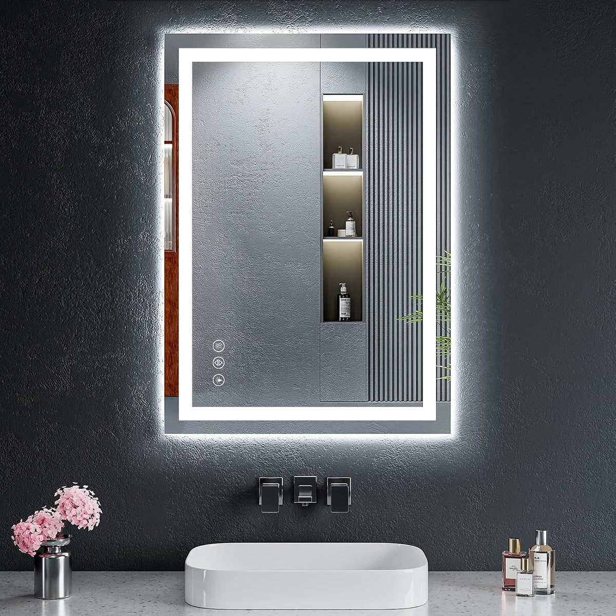 40"x30" LED Bathroom Mirror with Lights, Backlit+Frontlit, Anti-Fog - Colors A