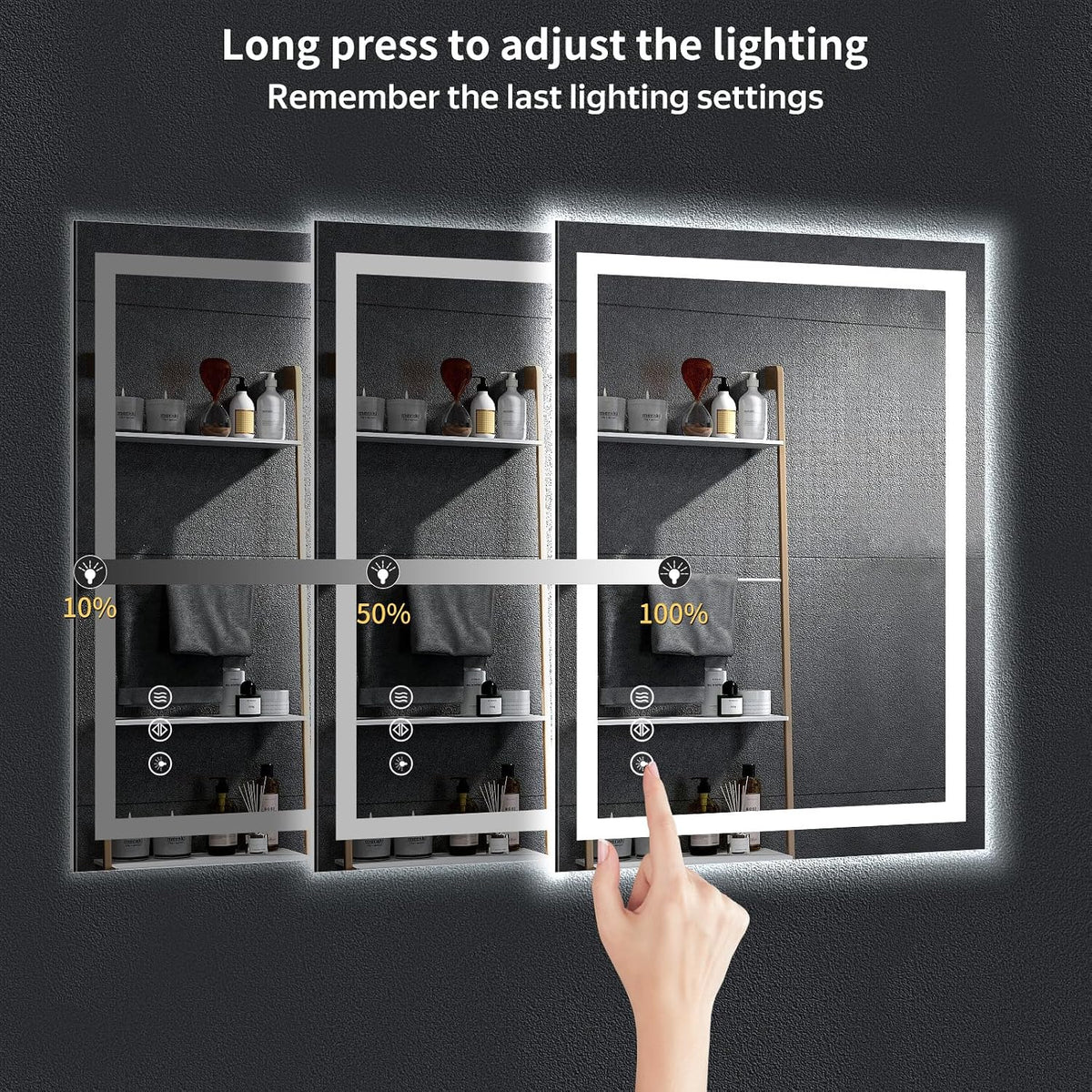 40"x30" LED Bathroom Mirror with Lights, Backlit+Frontlit, Anti-Fog - Colors A