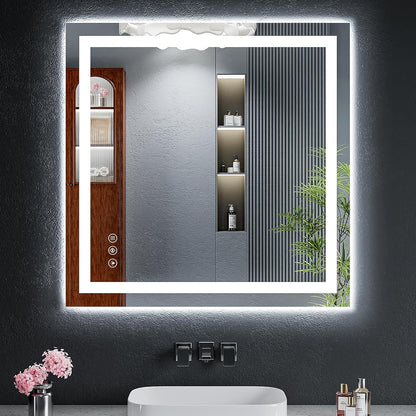 40"x30" LED Bathroom Mirror with Lights, Backlit+Frontlit, Anti-Fog - Colors A