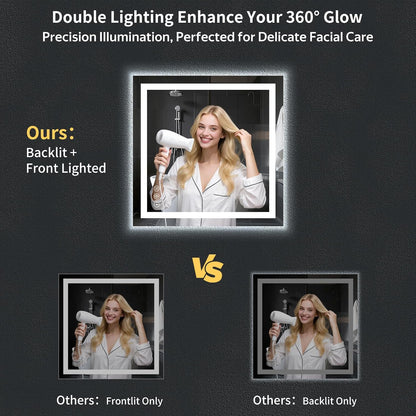40"x30" LED Bathroom Mirror with Lights, Backlit+Frontlit, Anti-Fog - Colors A