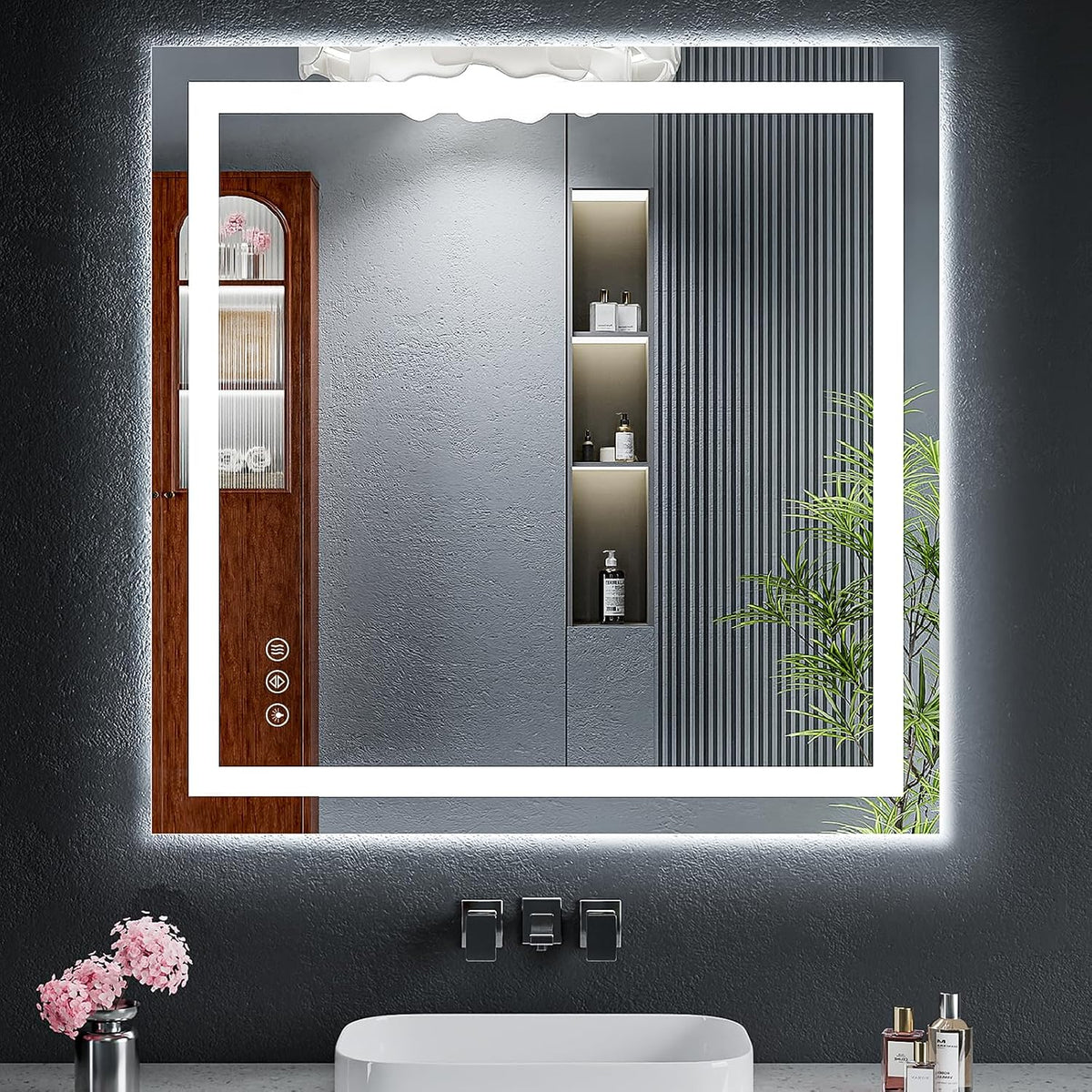 40"x30" LED Bathroom Mirror with Lights, Backlit+Frontlit, Anti-Fog - Colors A