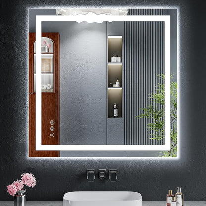 40"x30" LED Bathroom Mirror with Lights, Backlit+Frontlit, Anti-Fog - Colors A