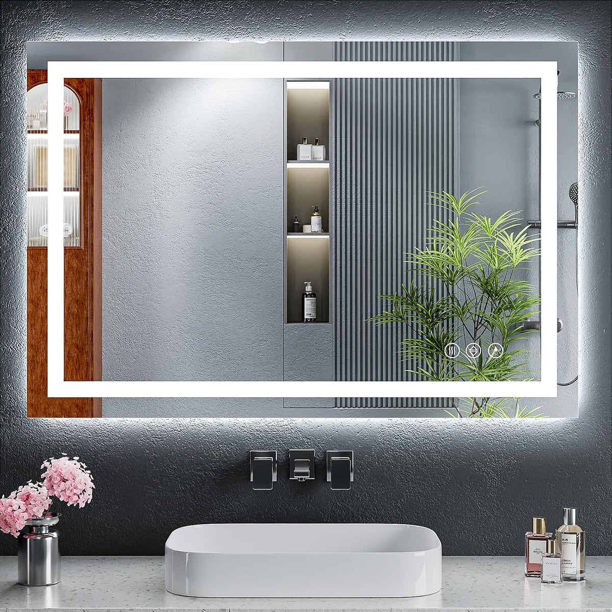 40"x30" LED Bathroom Mirror with Lights, Backlit+Frontlit, Anti-Fog - Colors A