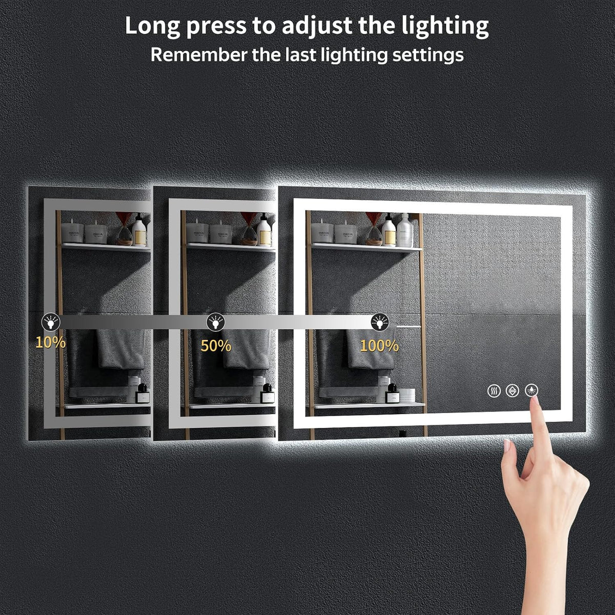 40"x30" LED Bathroom Mirror with Lights, Backlit+Frontlit, Anti-Fog - Colors A
