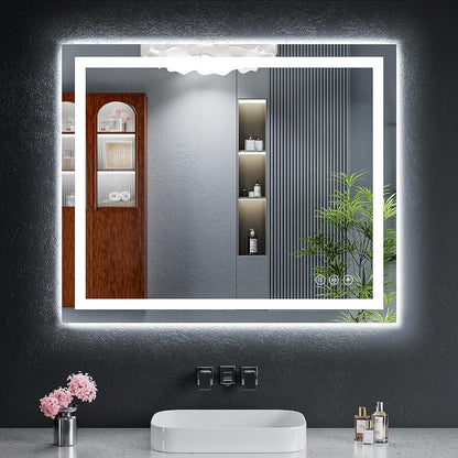 40"x30" LED Bathroom Mirror with Lights, Backlit+Frontlit, Anti-Fog - Colors A
