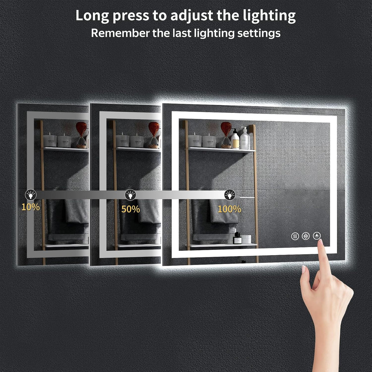 40"x30" LED Bathroom Mirror with Lights, Backlit+Frontlit, Anti-Fog - Colors A