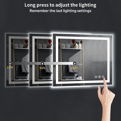 40"x30" LED Bathroom Mirror with Lights, Backlit+Frontlit, Anti-Fog - Colors A