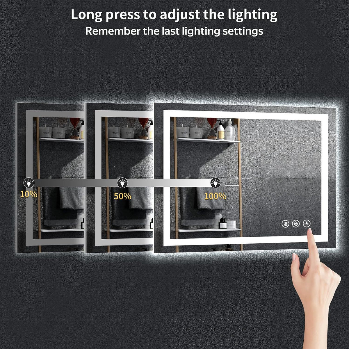 40"x30" LED Bathroom Mirror with Lights, Backlit+Frontlit, Anti-Fog - Colors A