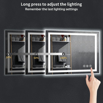 40"x30" LED Bathroom Mirror with Lights, Backlit+Frontlit, Anti-Fog - Colors A
