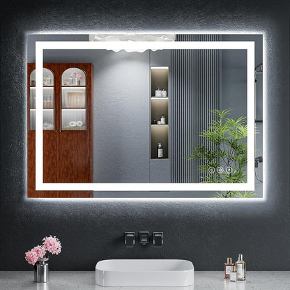40"x30" LED Bathroom Mirror with Lights, Backlit+Frontlit, Anti-Fog - Colors A