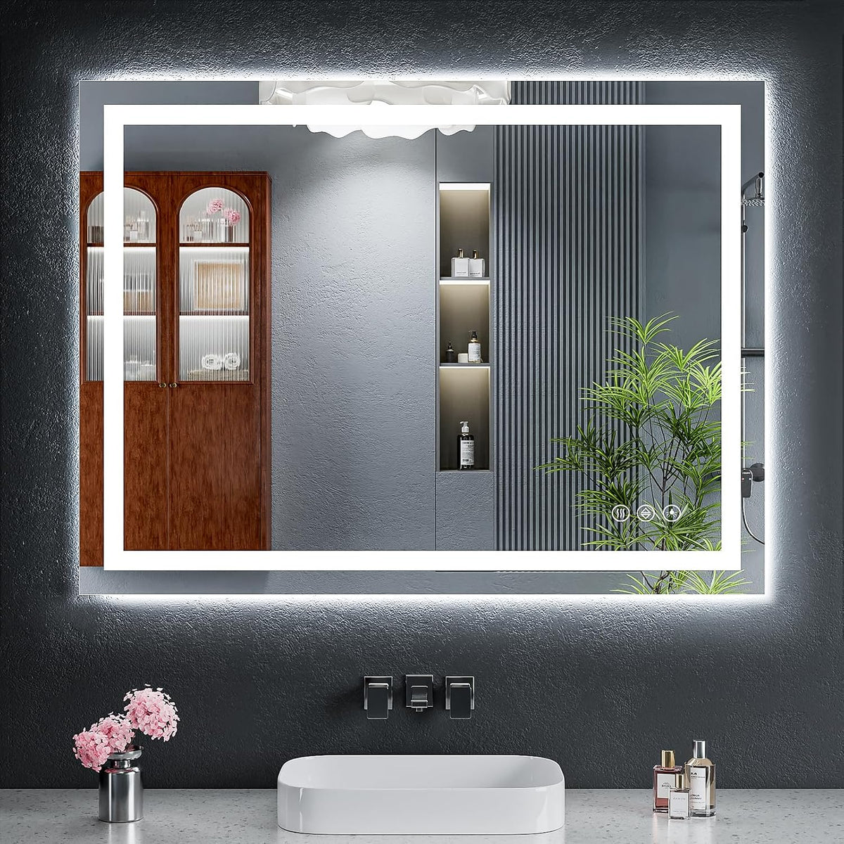 40"x30" LED Bathroom Mirror with Lights, Backlit+Frontlit, Anti-Fog - Colors A