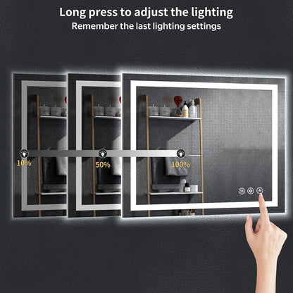 40"x30" LED Bathroom Mirror with Lights, Backlit+Frontlit, Anti-Fog - Colors A