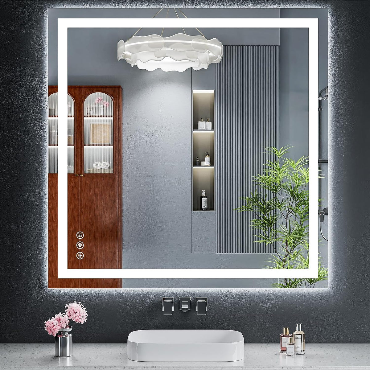 40"x30" LED Bathroom Mirror with Lights, Backlit+Frontlit, Anti-Fog - Colors A