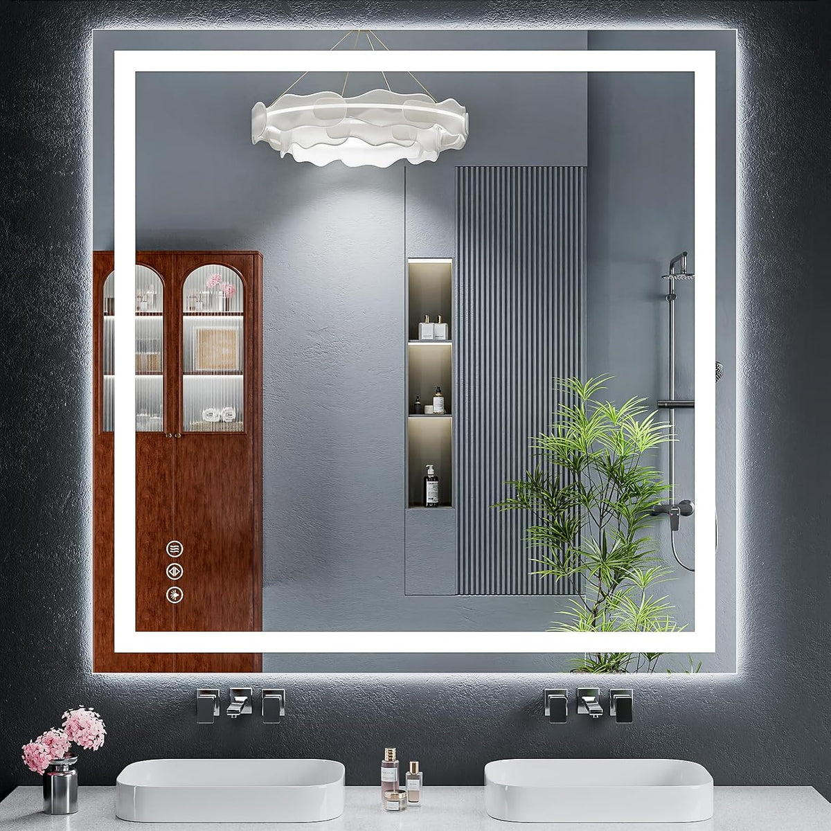 40"x30" LED Bathroom Mirror with Lights, Backlit+Frontlit, Anti-Fog - Colors A