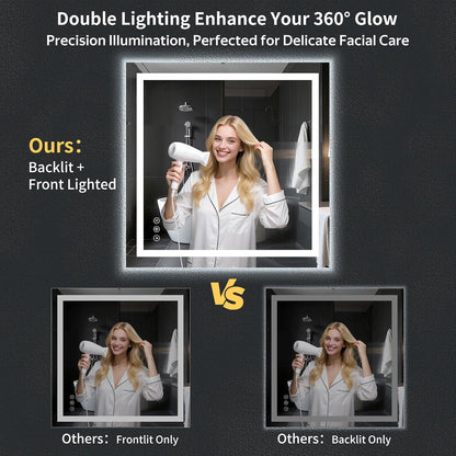 40"x30" LED Bathroom Mirror with Lights, Backlit+Frontlit, Anti-Fog - Colors A