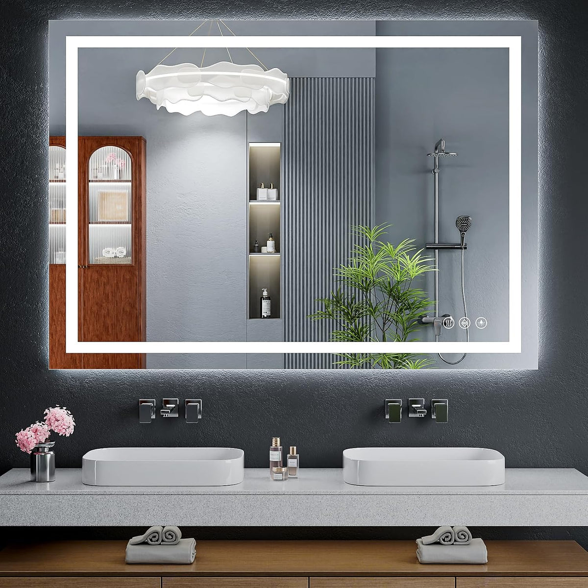 40"x30" LED Bathroom Mirror with Lights, Backlit+Frontlit, Anti-Fog - Colors A