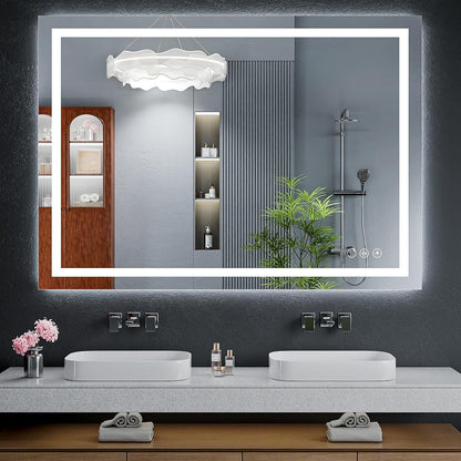 40"x30" LED Bathroom Mirror with Lights, Backlit+Frontlit, Anti-Fog - Colors A
