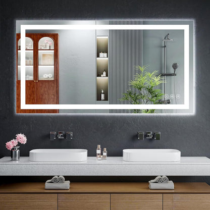 40"x30" LED Bathroom Mirror with Lights, Backlit+Frontlit, Anti-Fog - Colors A