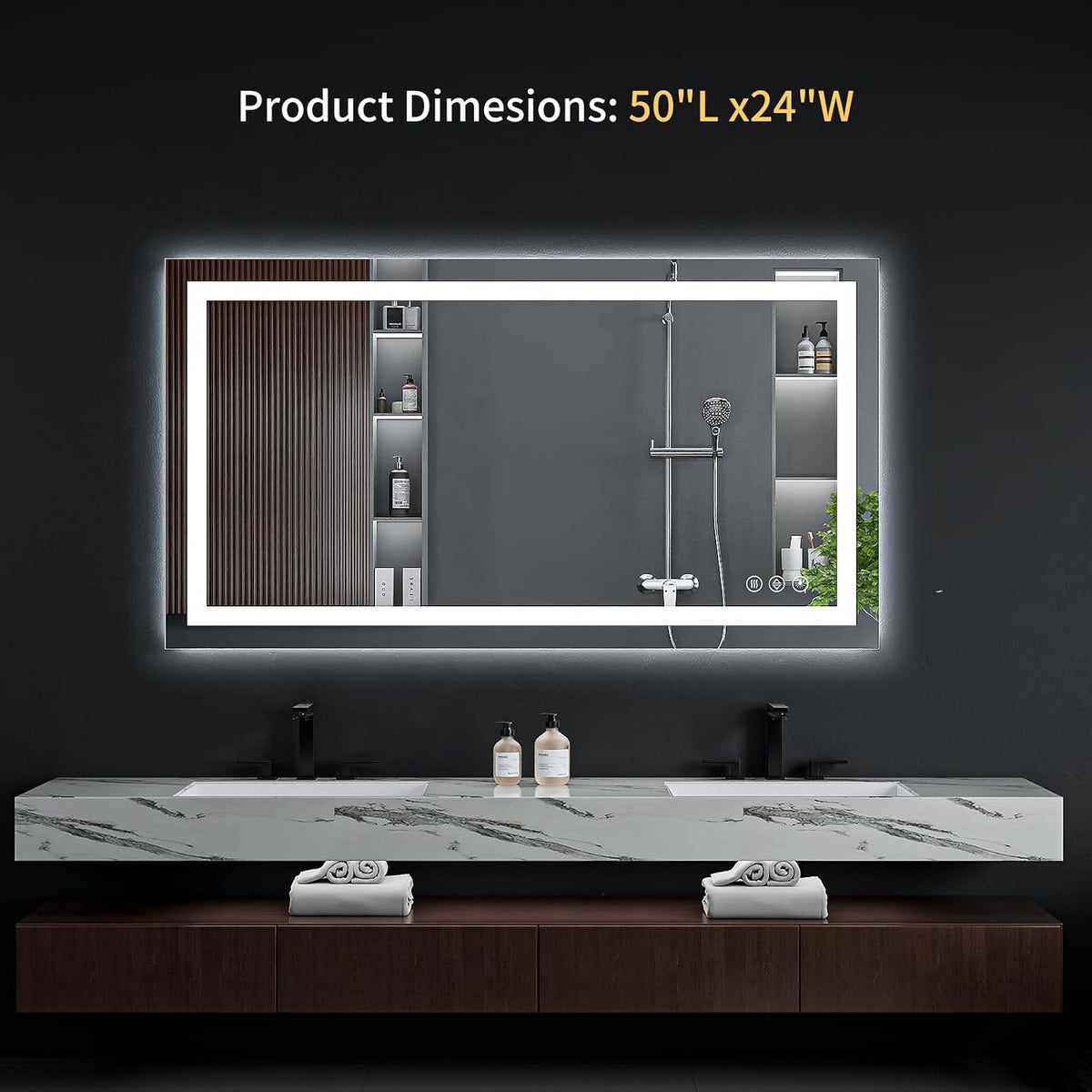 40"x30" LED Bathroom Mirror with Lights, Backlit+Frontlit, Anti-Fog - Colors A